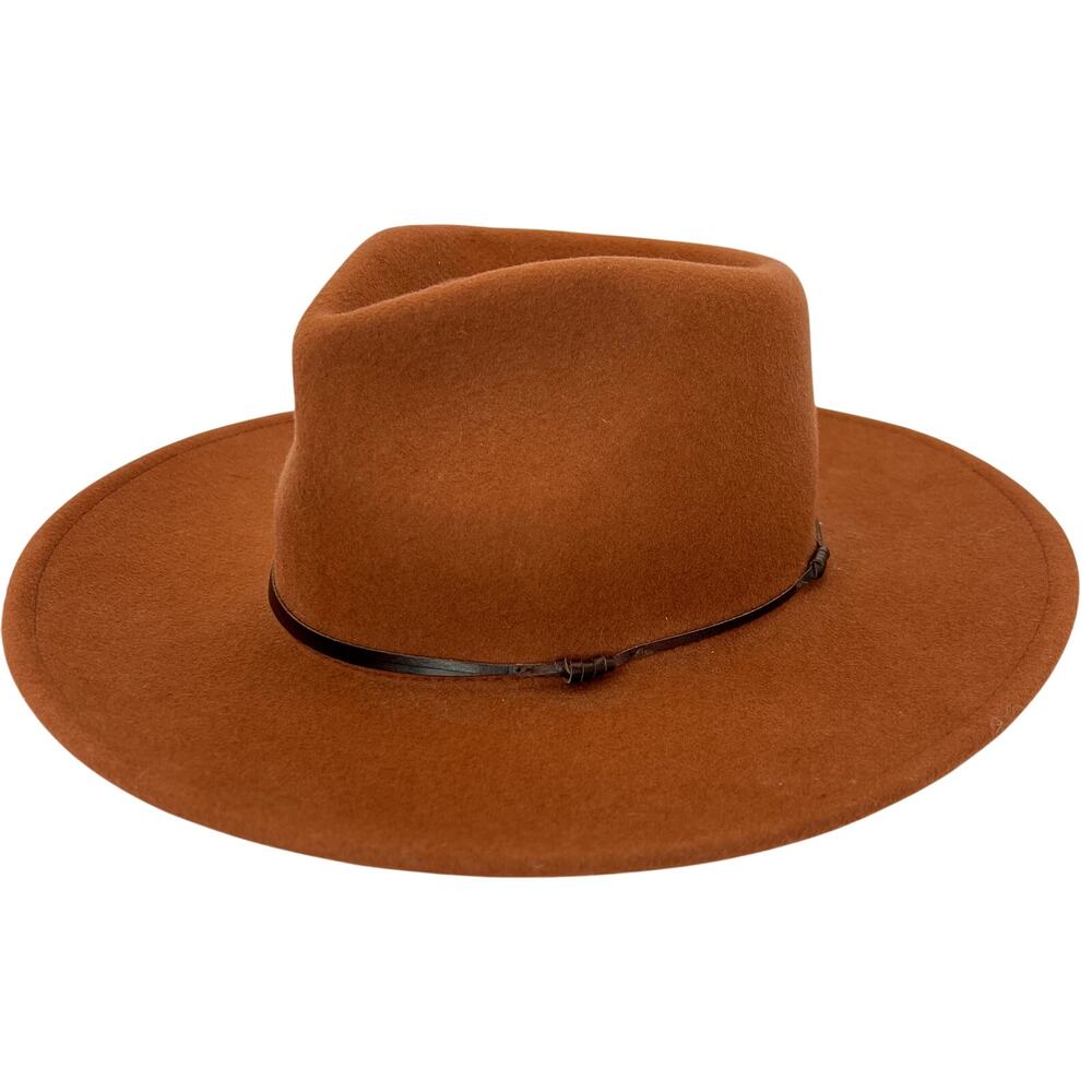 Wyeth 100% Wool Rust Orange London Panama Hat Leather Band Western - Picture 1 of 7
